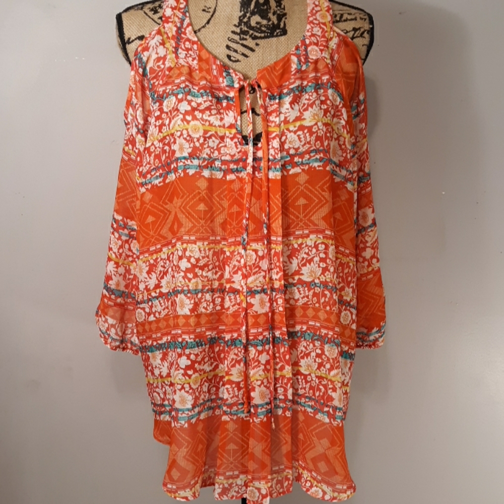 Colorful Cold Shoulder Tunic